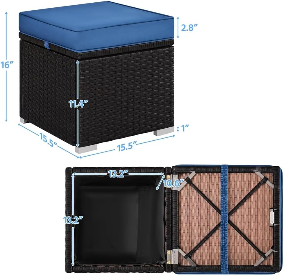 Wicker Patio Storage Ottomans