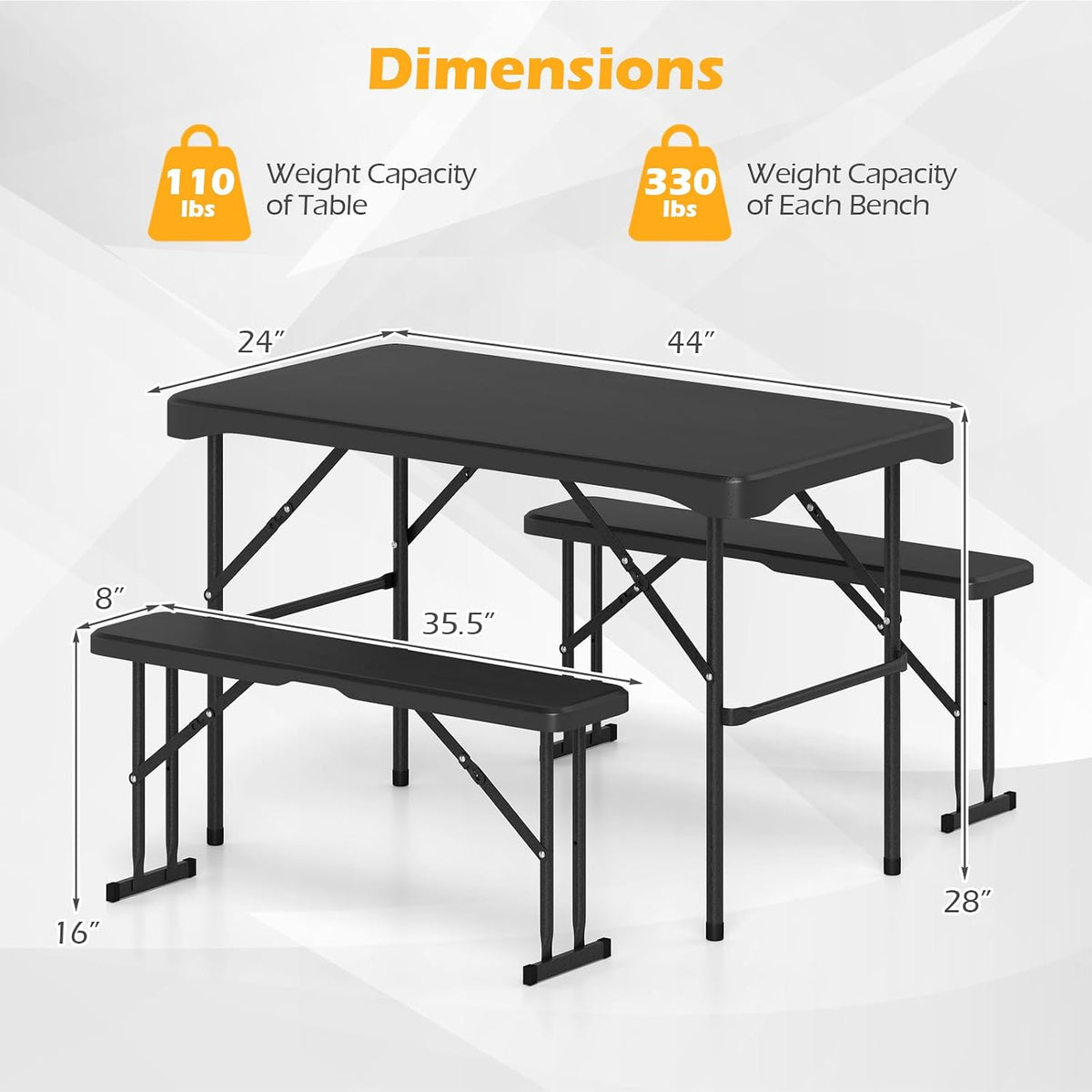 Folding Picnic Table Bench Set
