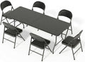 6FT Plastic Folding Table & 6 Padded Chairs Set