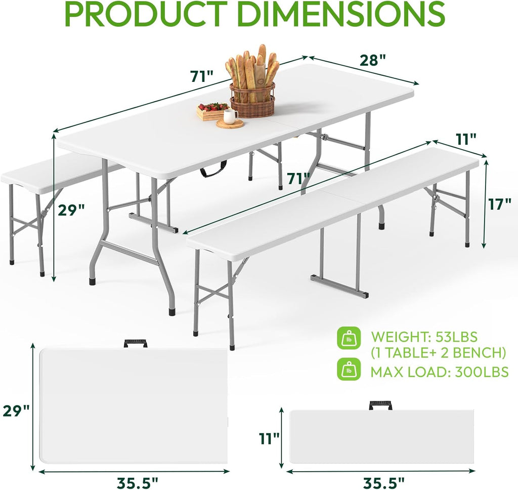Folding Picnic Table Bench Set