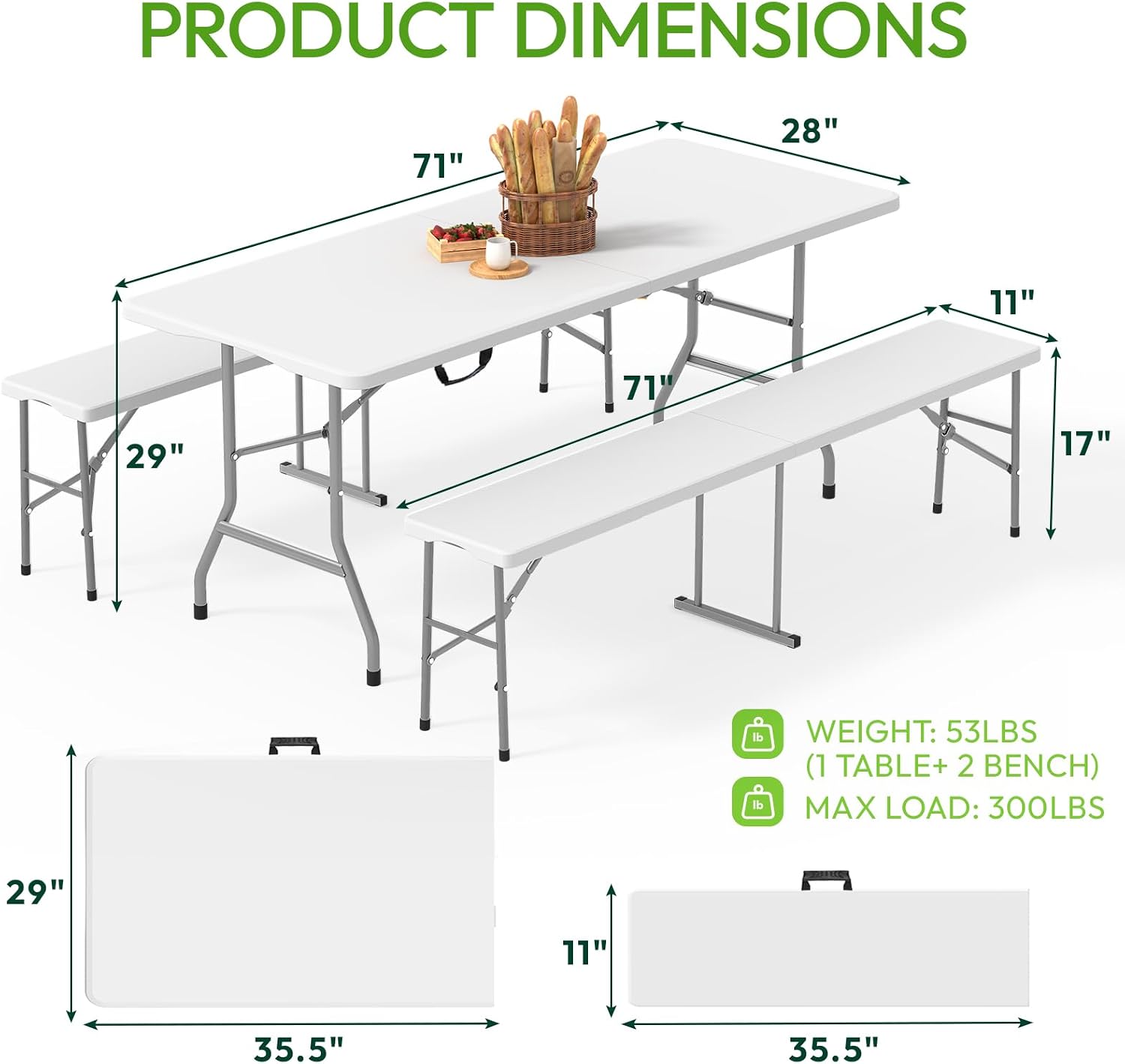 Folding Picnic Table Bench Set