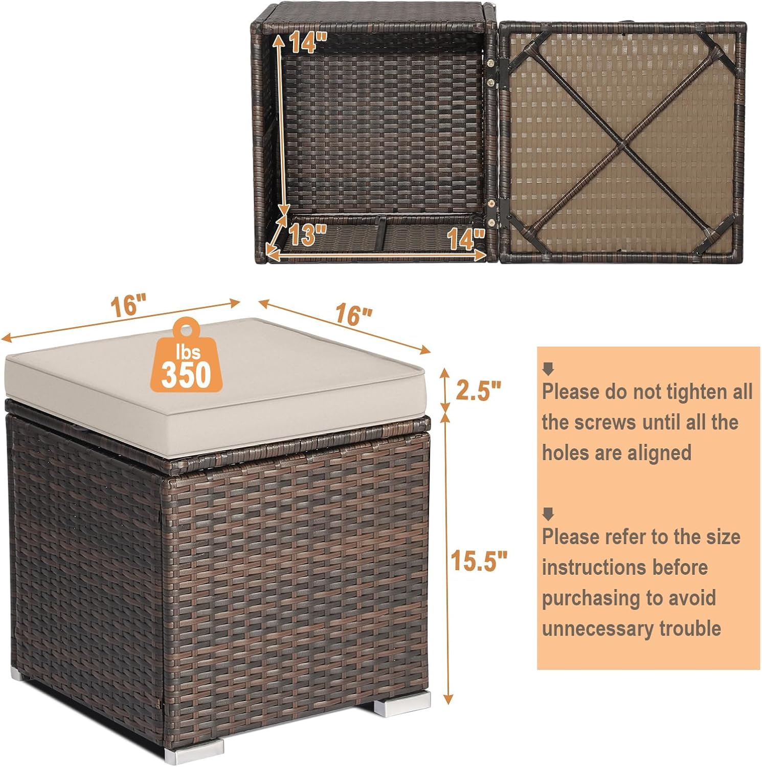 Wicker Storage Ottoman Stool