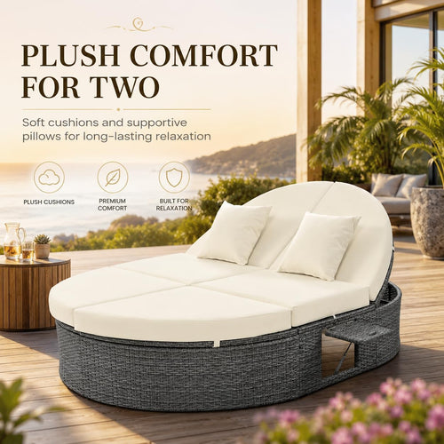 2-Person PE Rattan Patio Daybed
