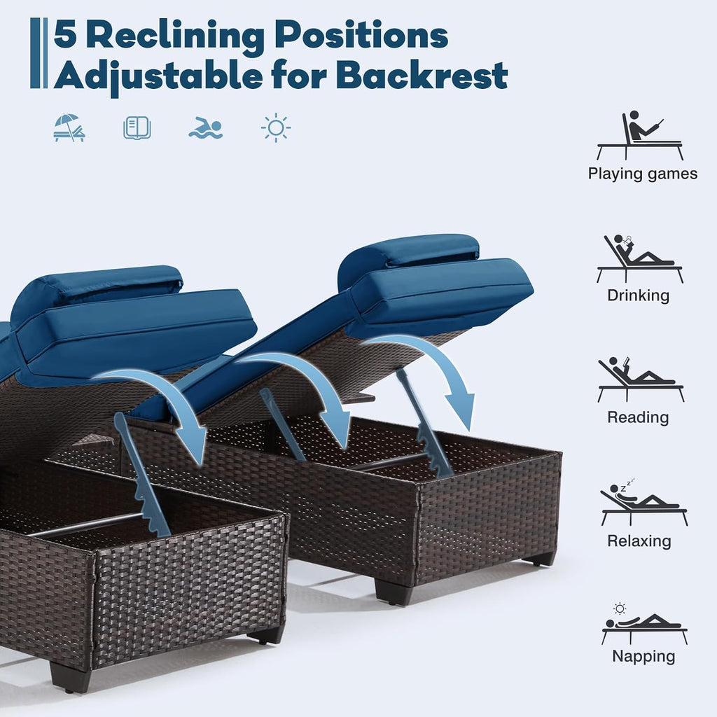 2 Outdoor Rattan Chaise Lounges