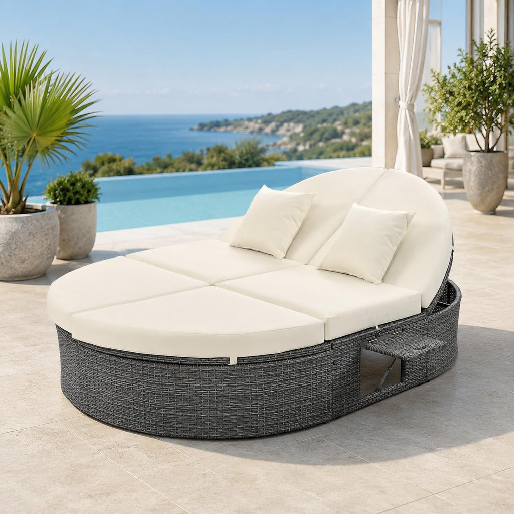 2-Person PE Rattan Patio Daybed