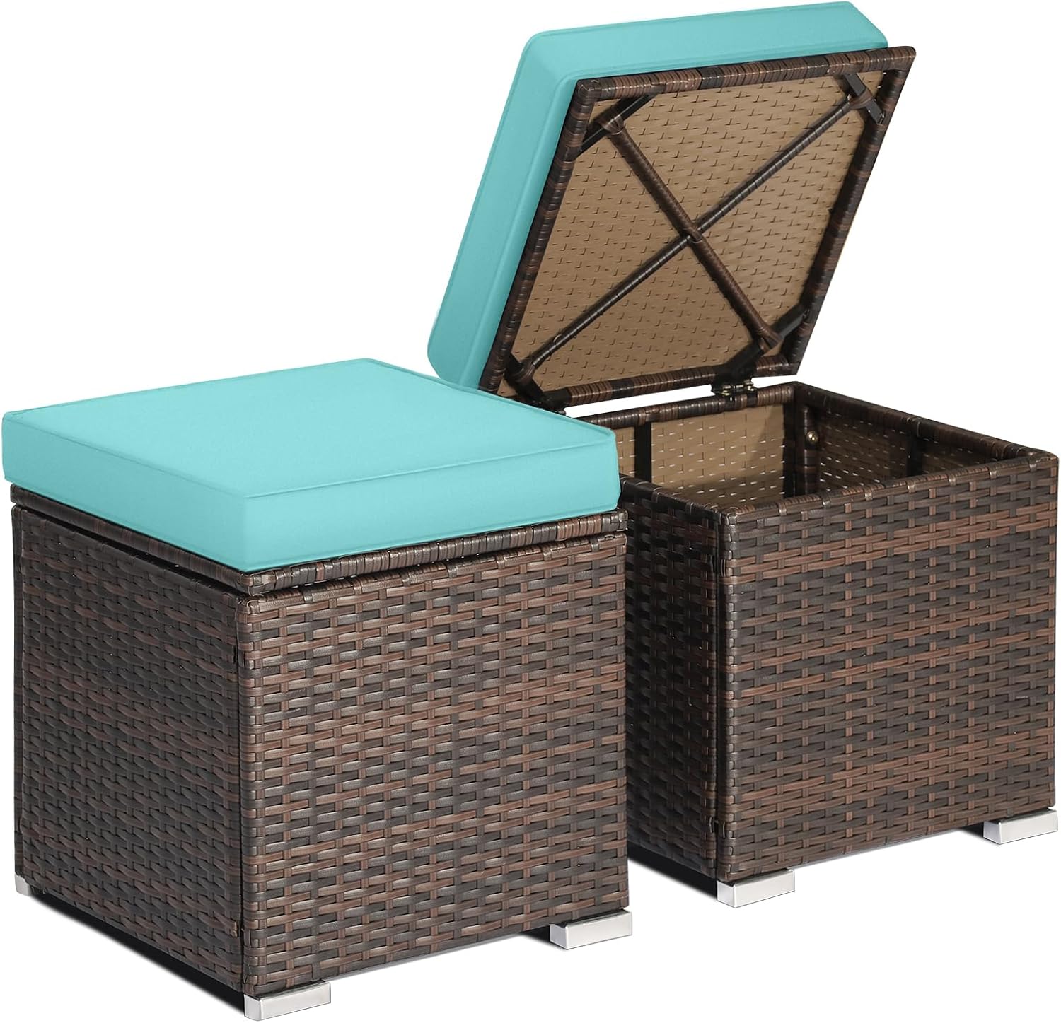 Wicker Ottoman Set