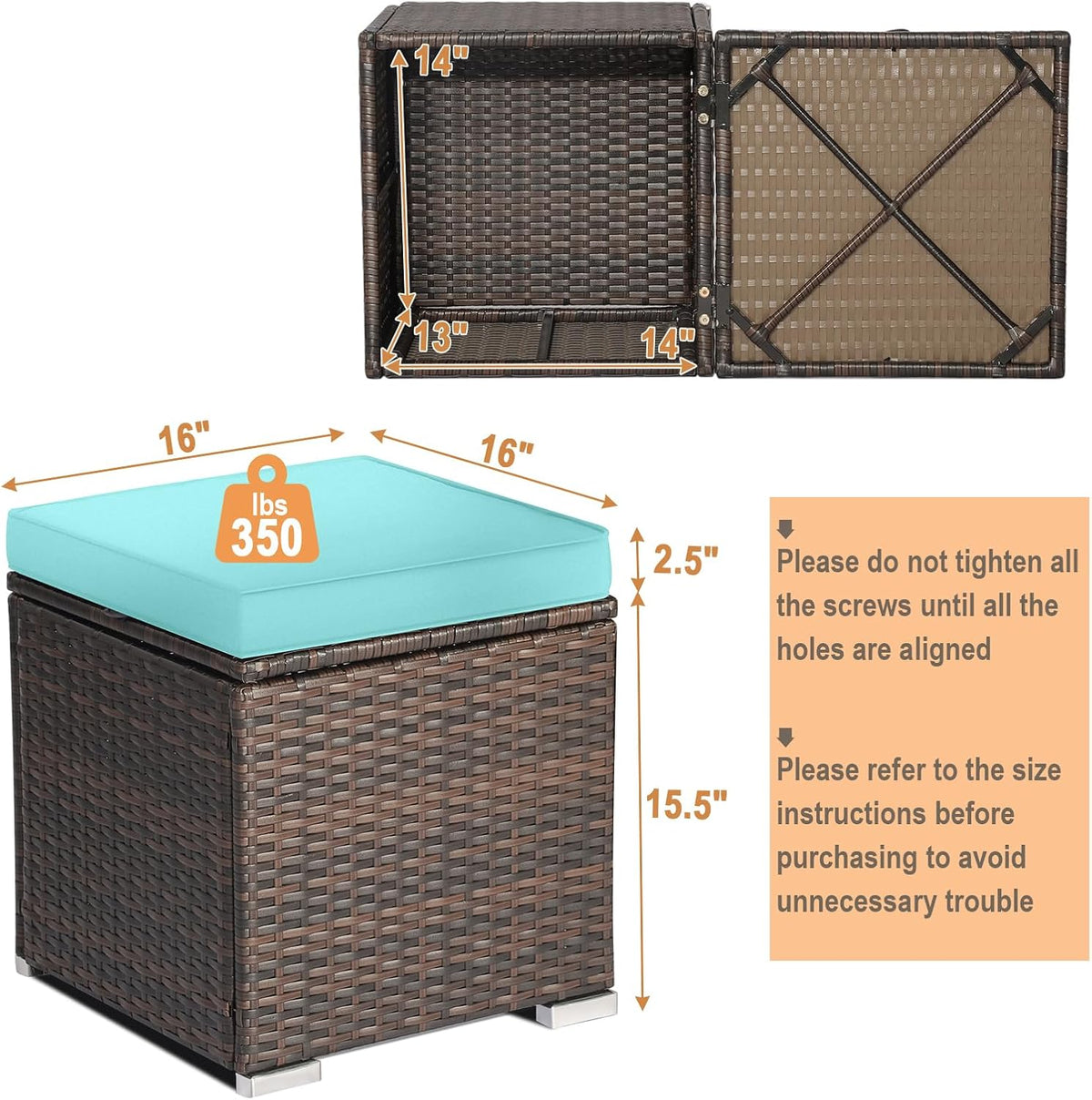 Wicker Ottoman Set