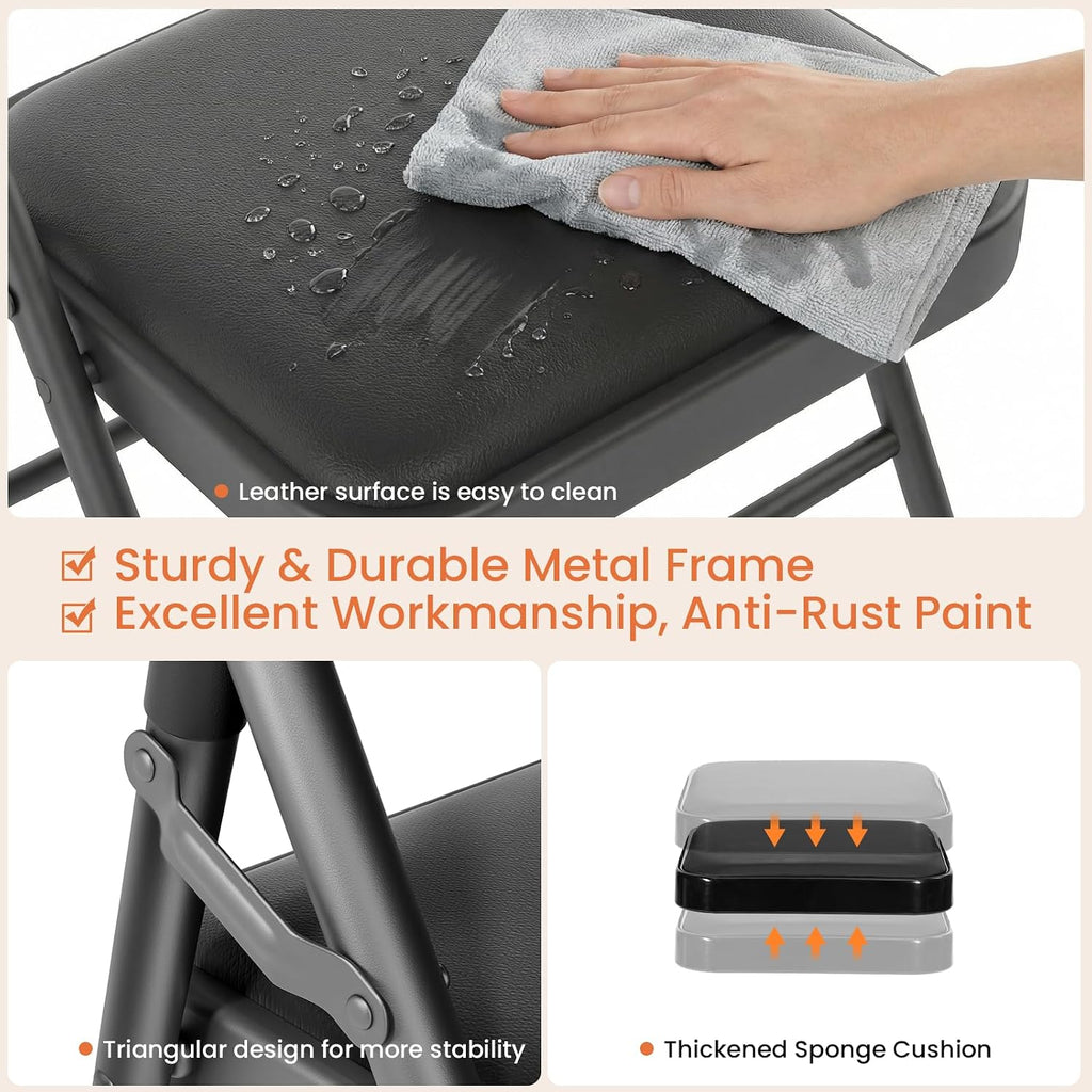 6FT Plastic Folding Table & 6 Padded Chairs Set