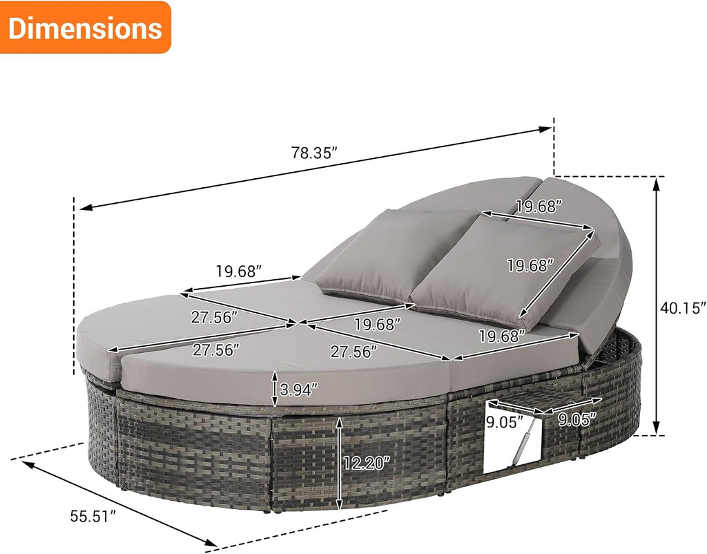 Round Wicker Patio Daybed