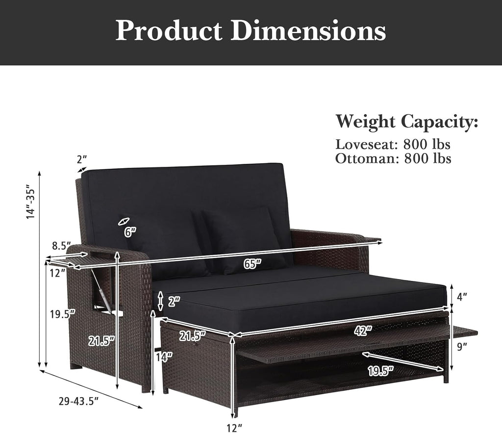 Wicker Patio Daybed Set