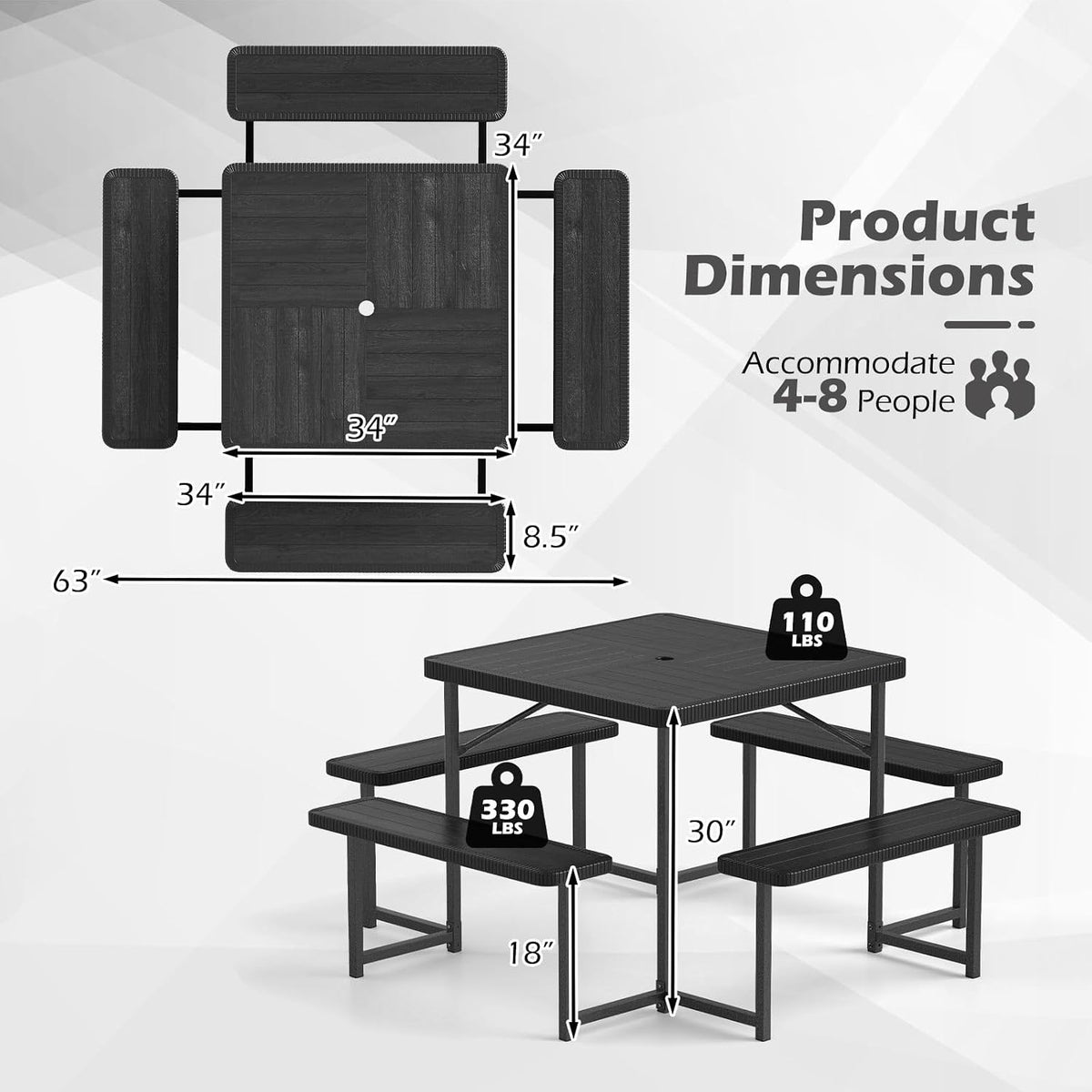8-Seat Picnic Table Set