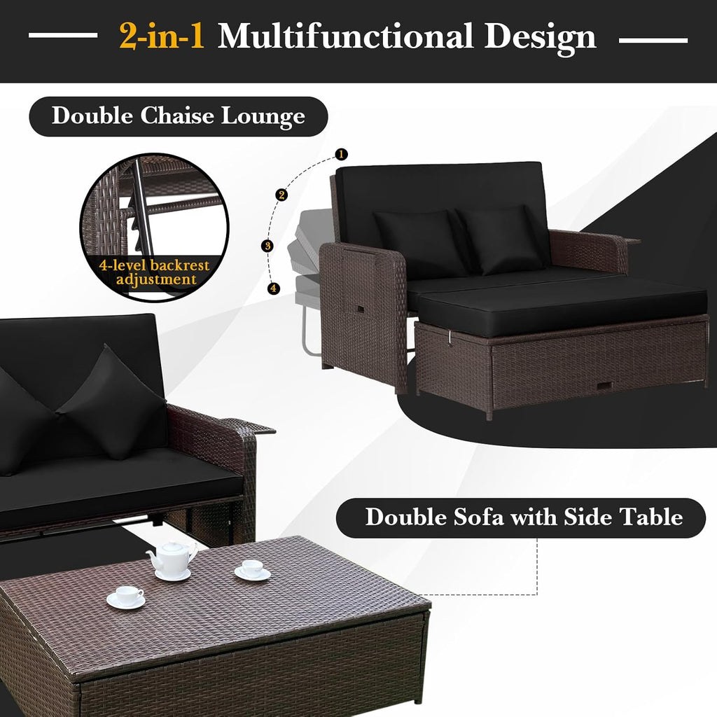 Wicker Patio Daybed Set