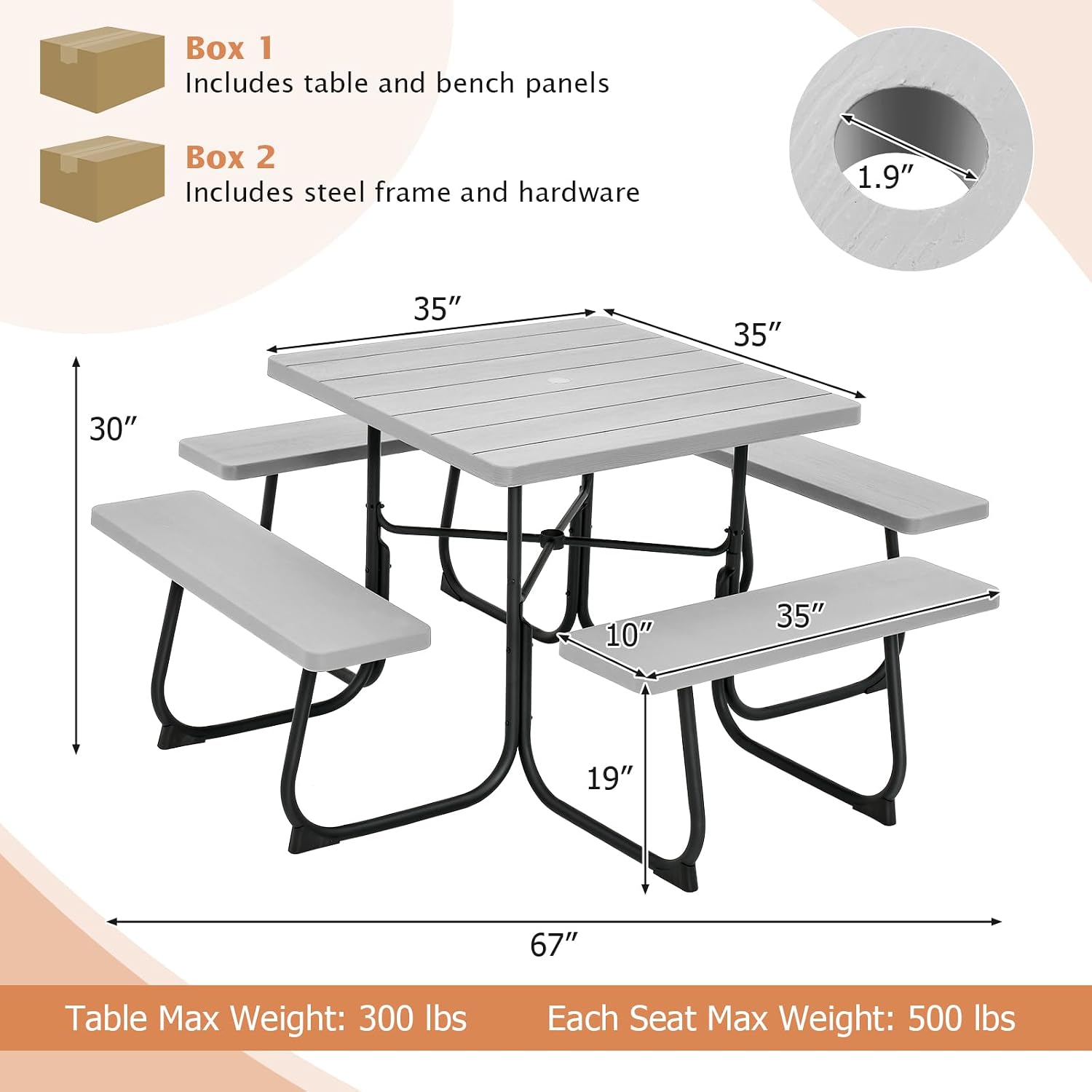 8-Seat Picnic Table Set