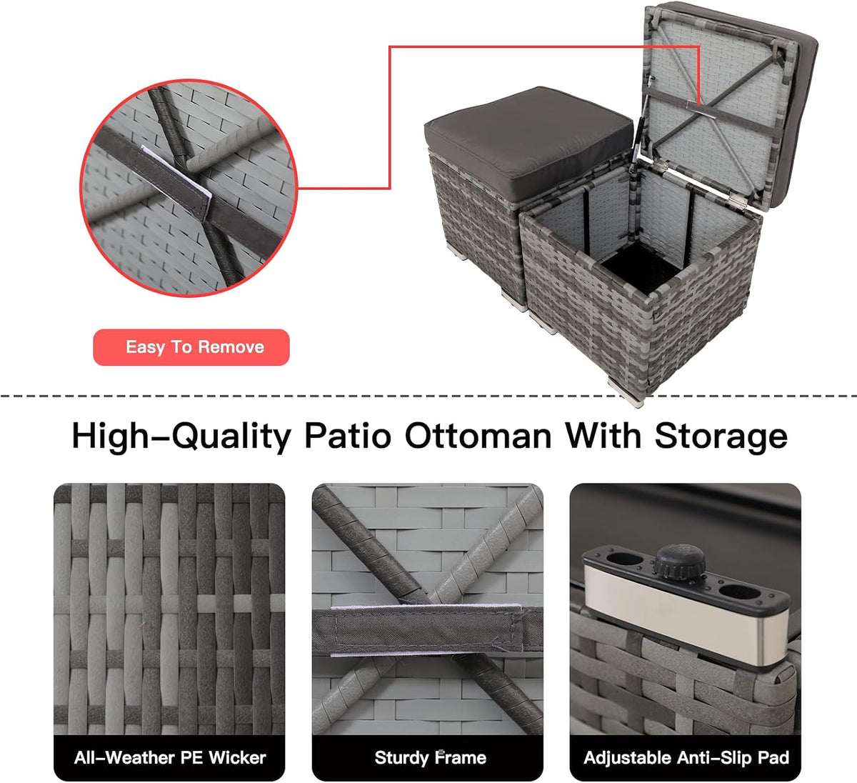 Patio Rattan Ottomans