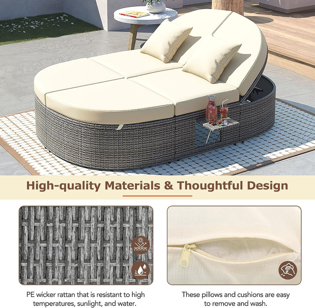2-Person PE Rattan Patio Daybed