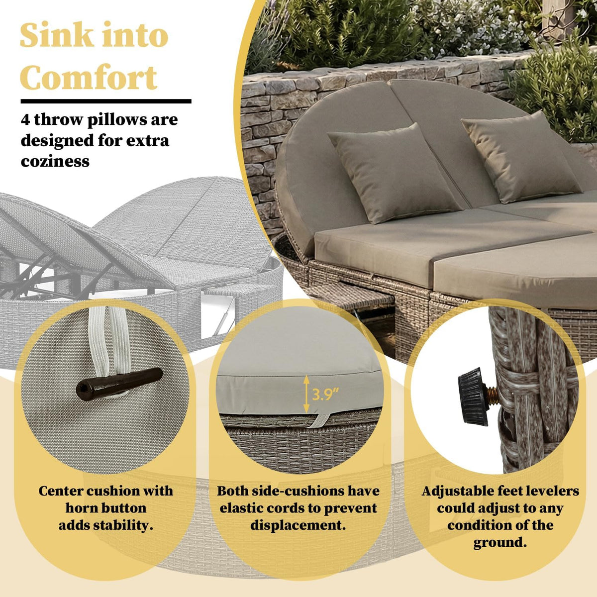 2-Person Rattan Patio Daybed