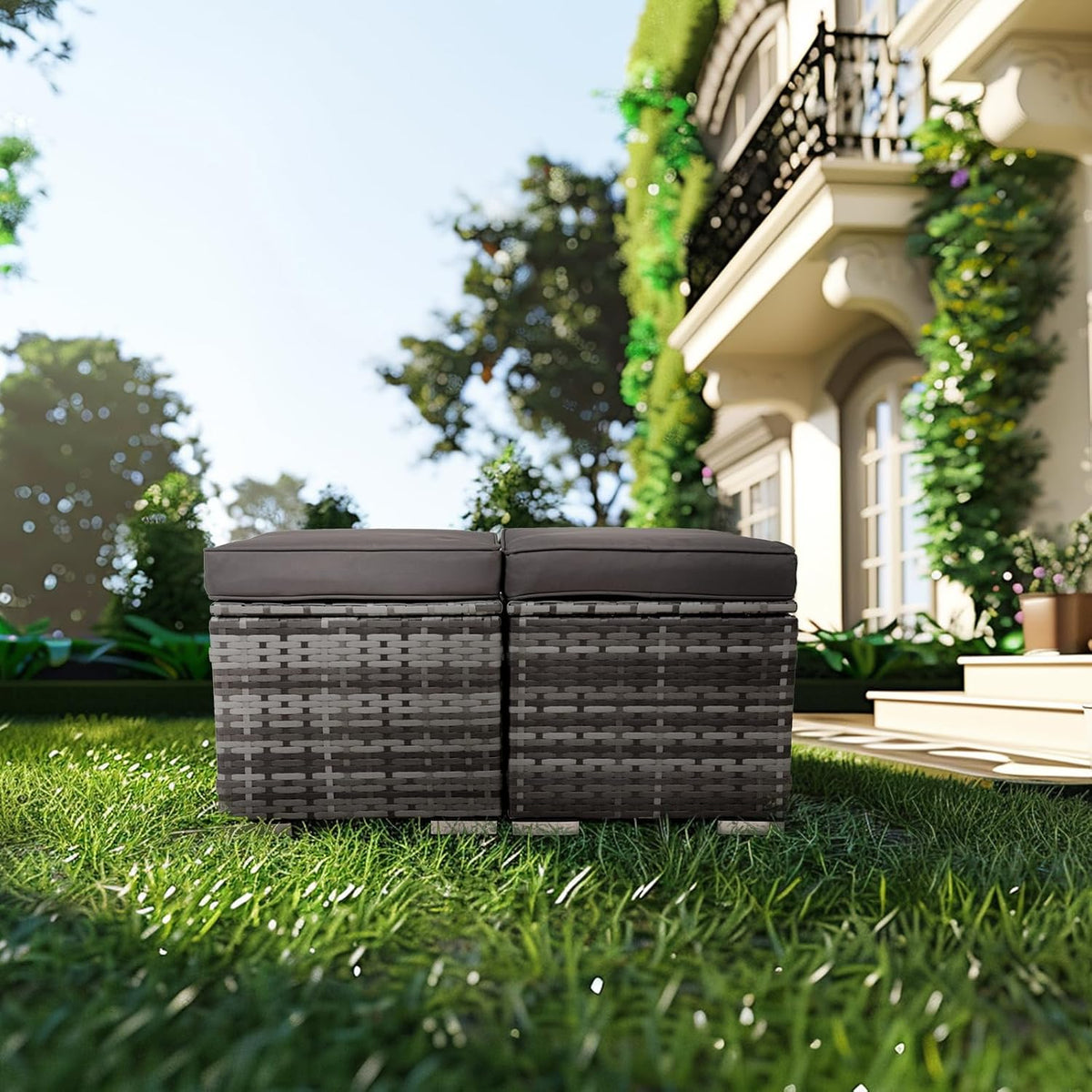 Patio Rattan Ottomans