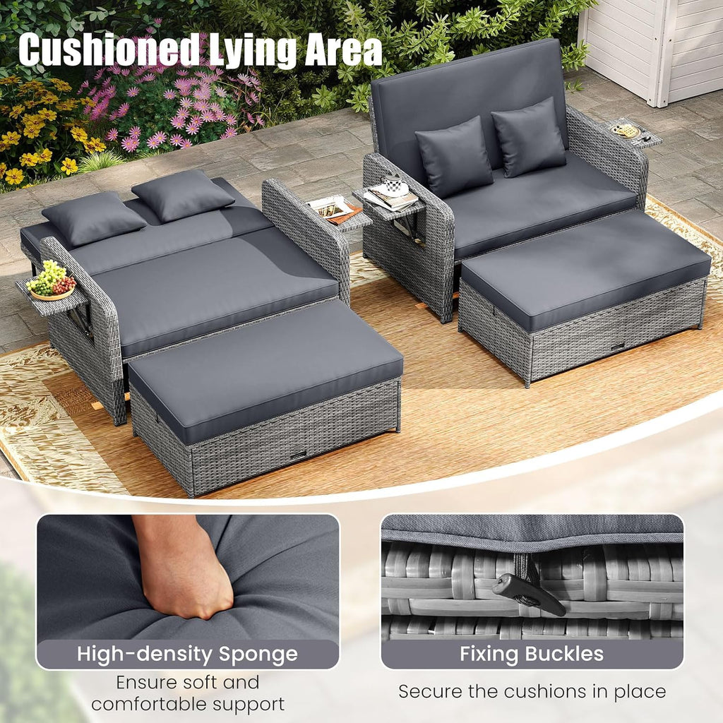 Wicker Patio Daybed Set