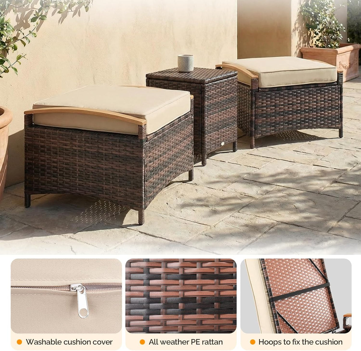 Rattan Ottoman Set