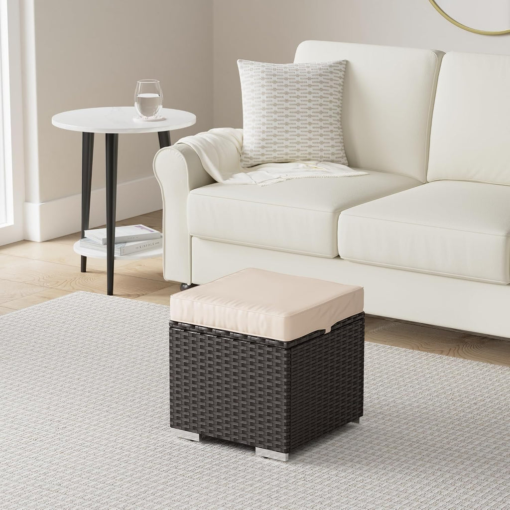 Wicker Ottomans Set of 2