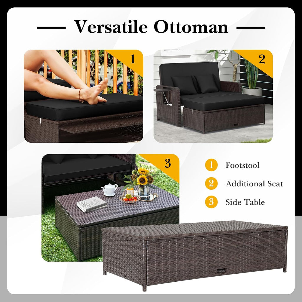 Wicker Patio Daybed Set