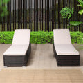 2 PE Wicker Patio Chaise Lounges