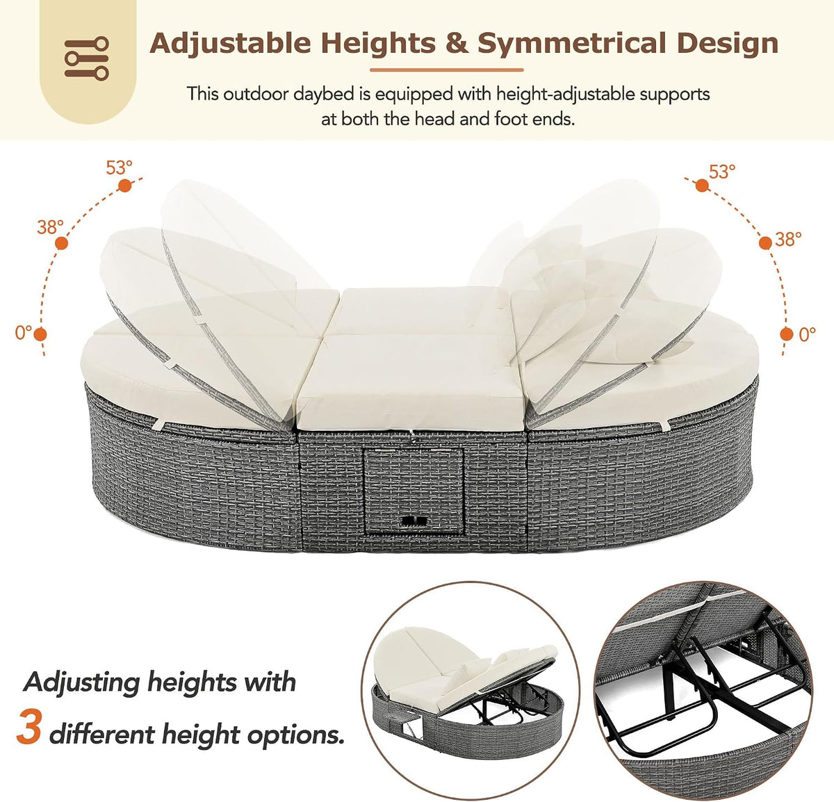 2-Person PE Rattan Patio Daybed
