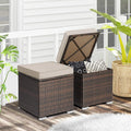 Wicker Storage Ottoman Stool