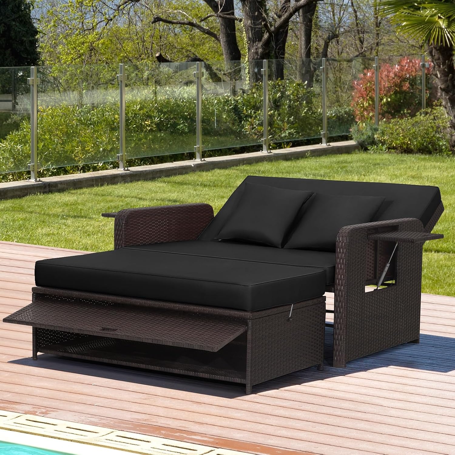 Wicker Patio Daybed Set