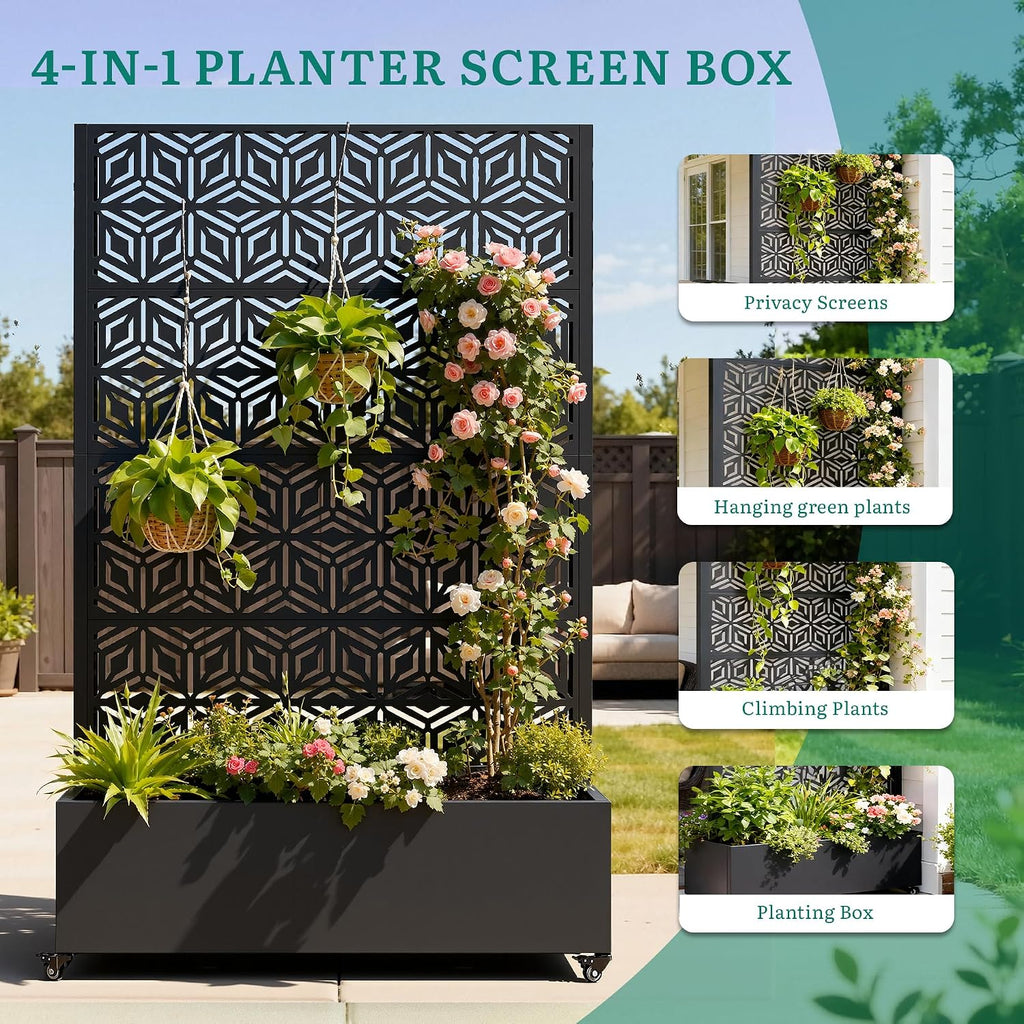 Metal Planter Box with Trellis