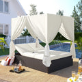 PE Rattan Patio Daybed with Canopy