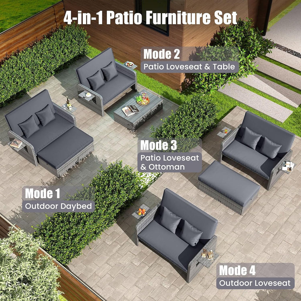 Wicker Patio Daybed Set