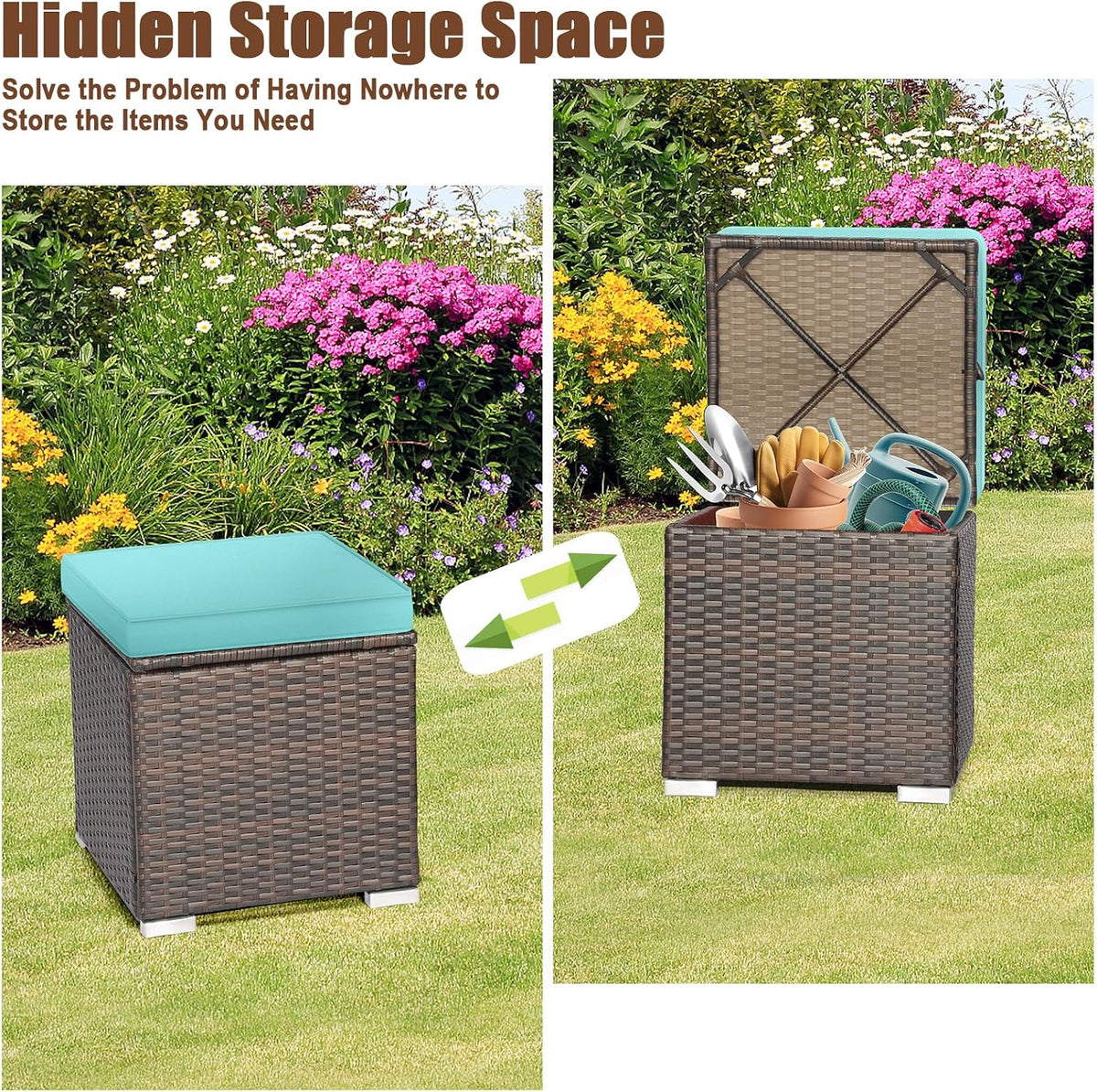 Wicker Ottoman Set