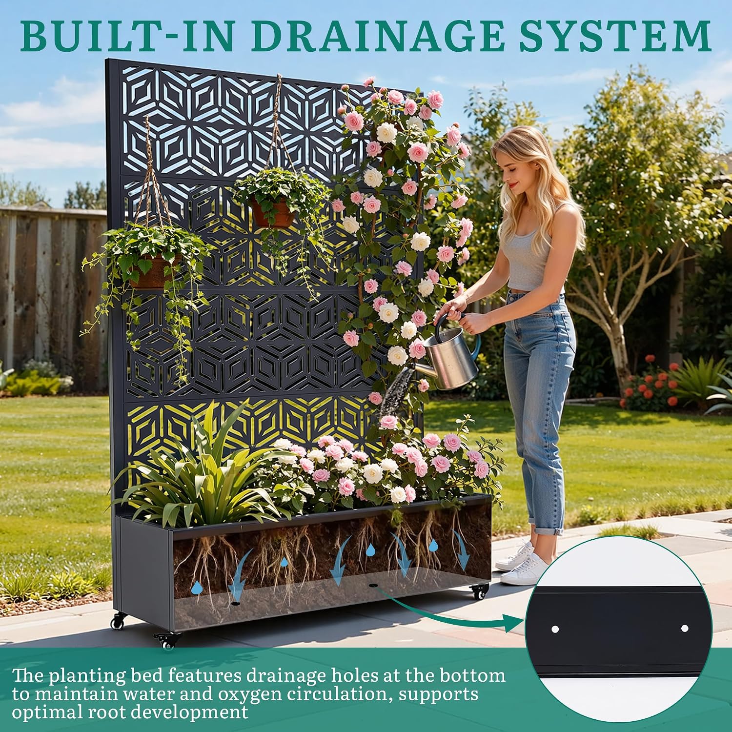 Metal Planter Box with Trellis